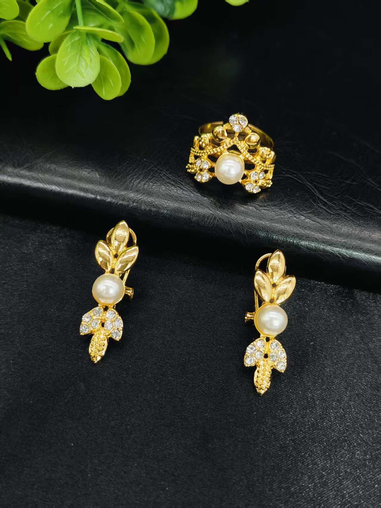 Indian Dubai Luxury Pearl Necklace And Earrings Sets For Women Ethiopian Bridal 24k Gold Color Jewelry Set Wedding - view 5
