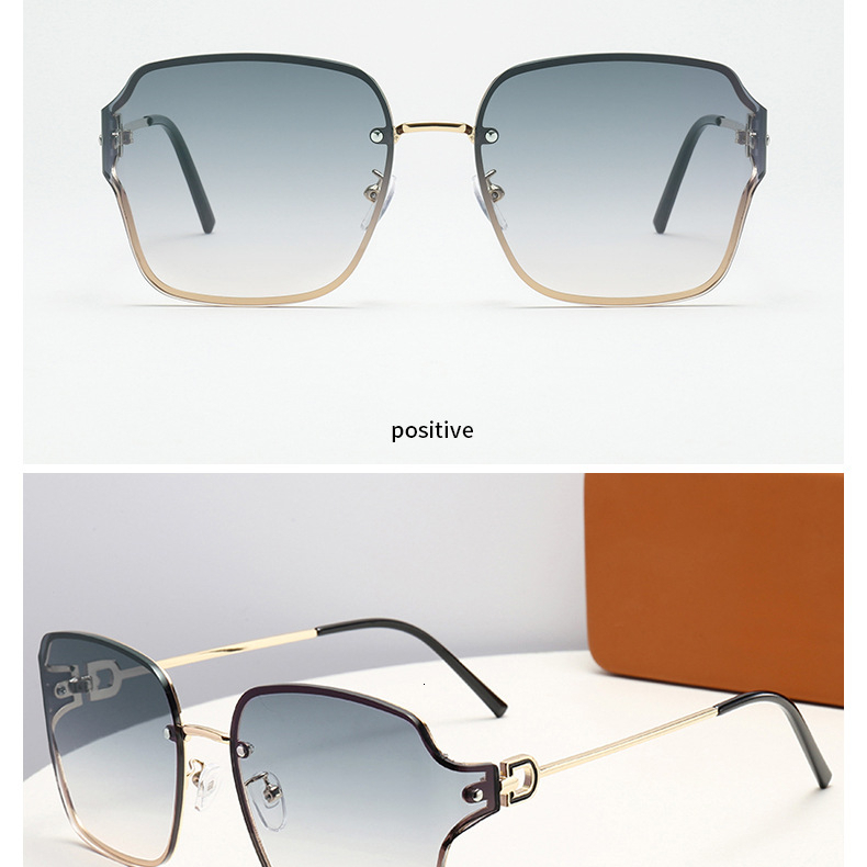Designer's New Niche Luxury Casual Fashion Versatile Ins Bending Sunglasses With Sun Protection And UV Protection Big Face Slimming Internet Famo - view 8