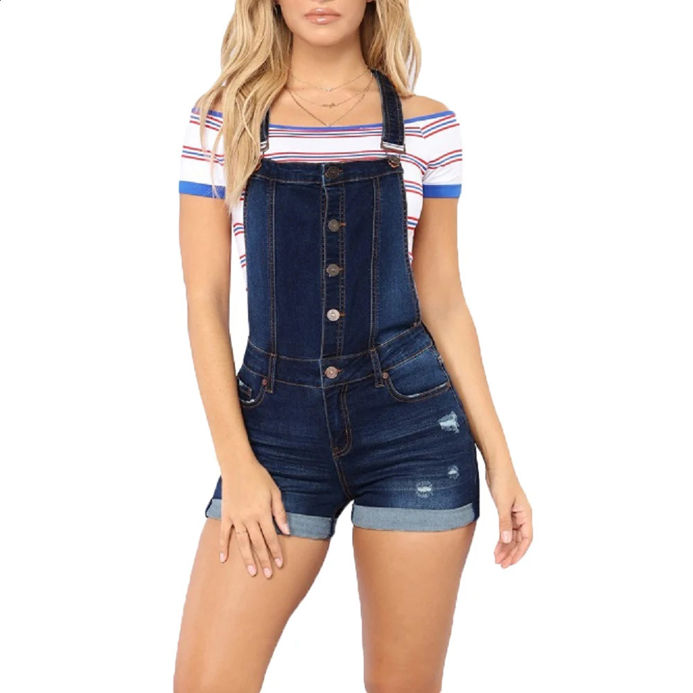 Women Summer Denim Bib Overalls Jeans Shorts Jumpsuits and Rompers Playsuit 260626 - view 4