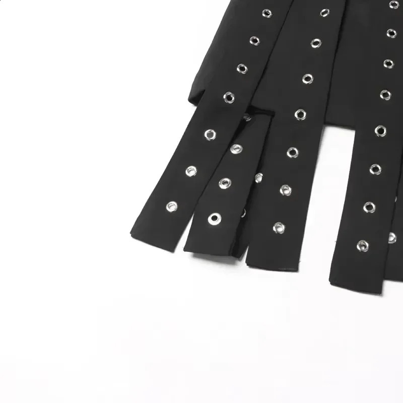 ALIDI S C Womens Punk Small Eye Tassel Mini Skirt High Waist Belt Buckle Aline Gothic Club Party Sexy 260626 - view 5