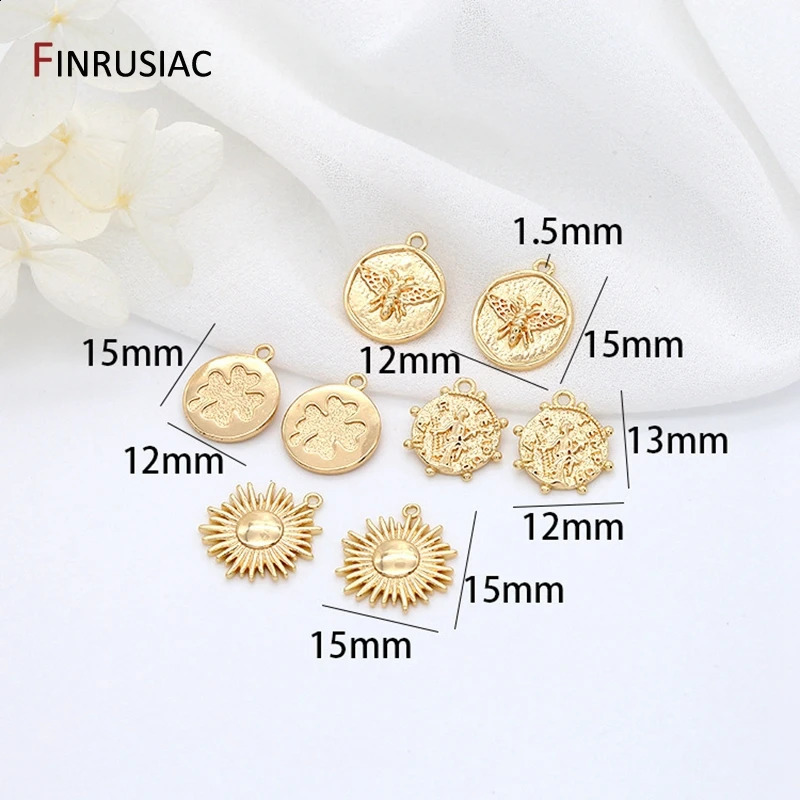 Jewellery Making Pendants Accessories Wholesale 4 Types Gold Plated Round Coin n Pendants For DIY Necklace 260623 - view 3