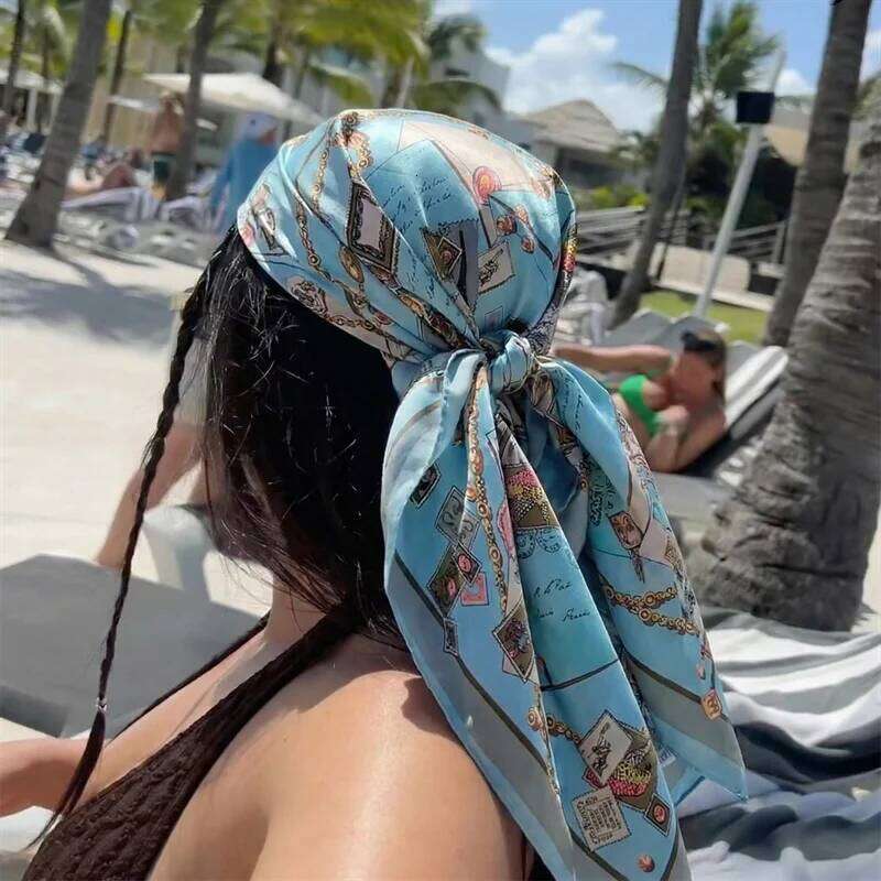 2026 Women Silk Square Scarf Lady Bandana Head Wrap Shawl Satin Foulard Female Large Hijab Neckerchief Scarves Headband 26Y06226 - view 5