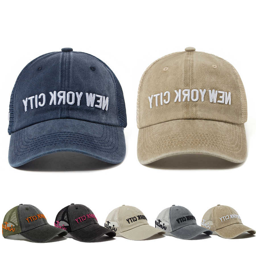 Mesh Caps New YORK Summer CITY Embroidery Baseball Men Trucker Hat Womens SnapSide Vintage Side Letter Hip Hop Unisex M260626