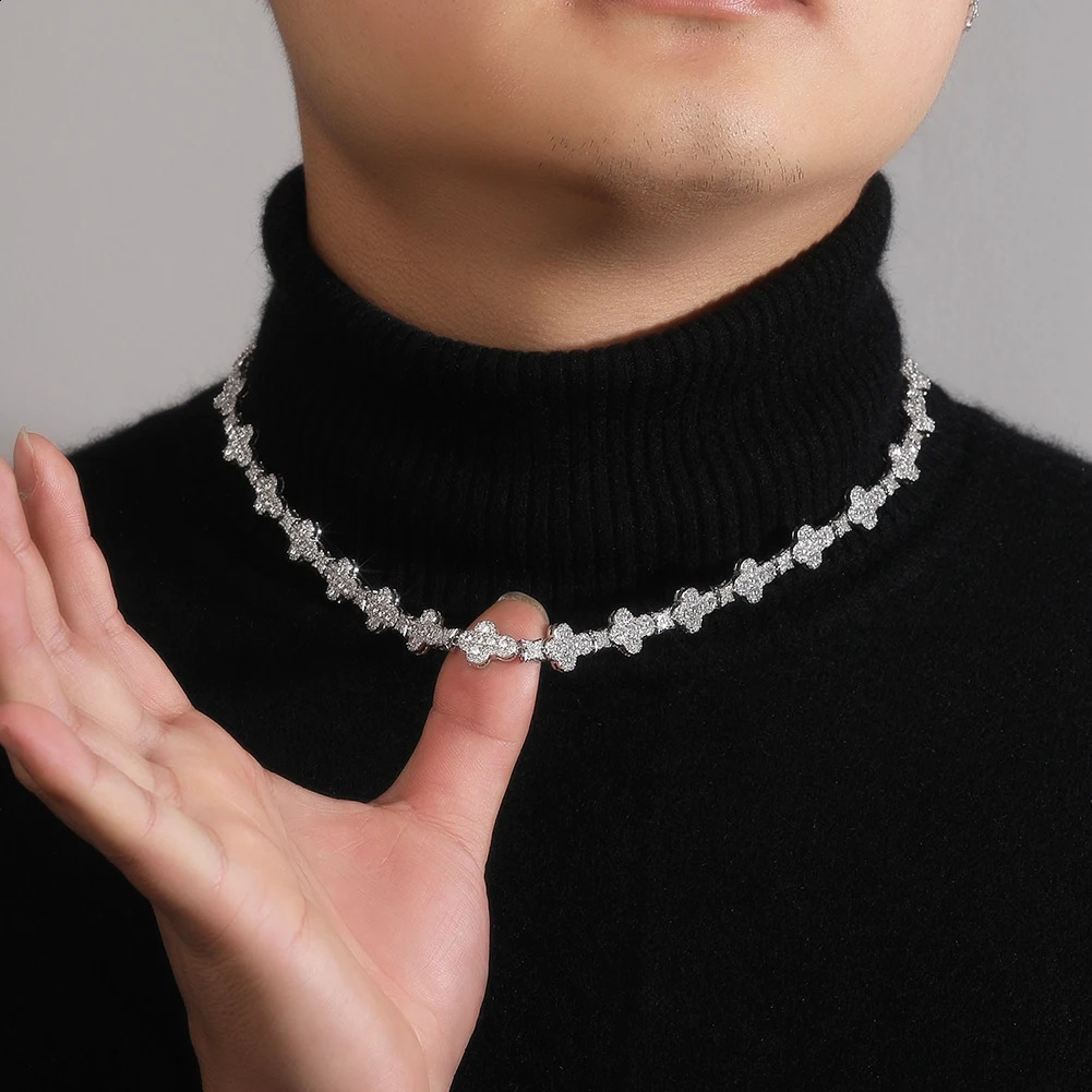 THE BLING KING 10mm Cross Link Chain Necklace Prong Setting 5A Cubic Zirconia Choker HipHop Fashion Jewelry For Party Gift 260626 - view 5