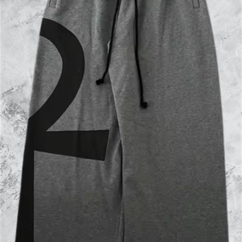 American Retro Gray Sweatpants Y2K Clothes Mens Womens Hip Hop Symbol Graphic Print Oversized Pants Drawstring Casual Trousers 260616