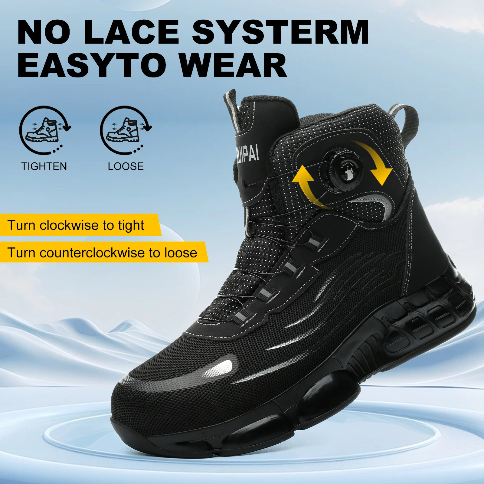Mens high top lacefree comfortable soft sole antismash and puncture resistant work shoes 260624 - view 5