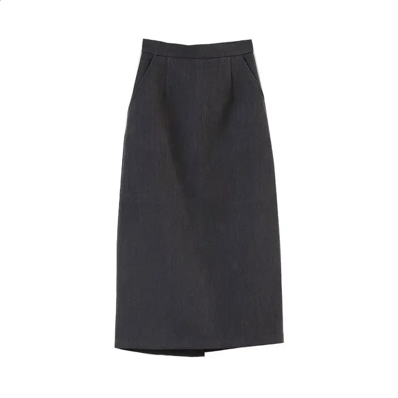 Sweater Coat Skirts Autumn and Winter Gray Back Slit Suit Skirt 260626 - view 6