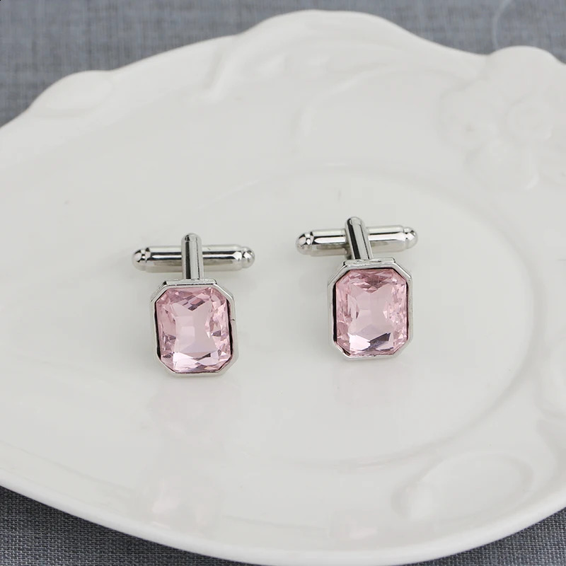 Blue Pink Purple Green Brown Colors Mens Crystal Oblong Cufflinks Elegant Fashion Accessory for Formal Wear 260626 - view 3