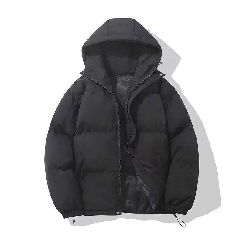 Men's Winter Solid Color Warm Hooded Jacket Thickened Loose Coat Windproof Fabric Comfortable Daily Wear Retro Casual Outerwear J260626