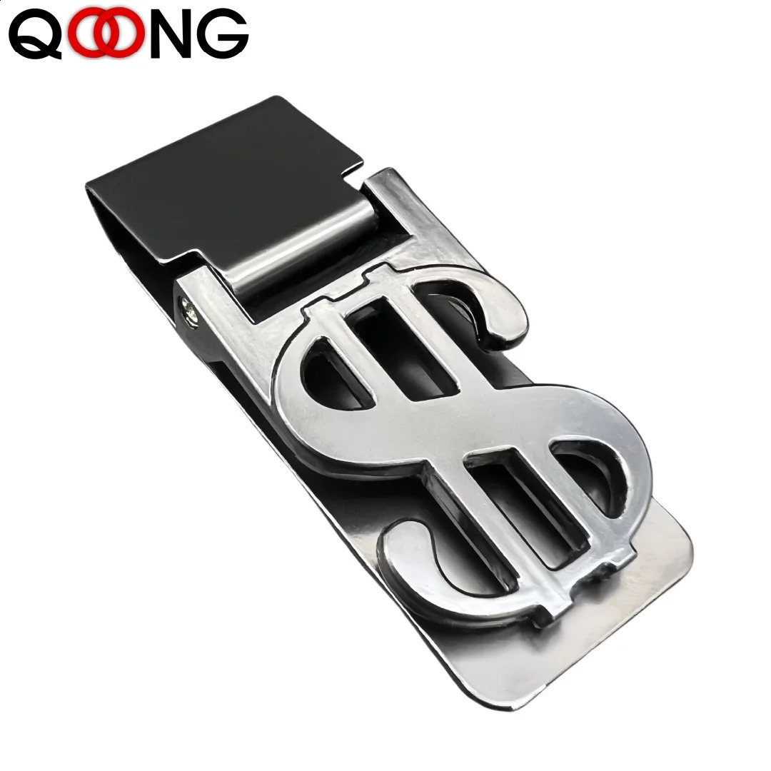 QOONG Custom Lettering Stainless Steel Silver Money Clip Holder Slim Pocket Cash ID Credit Card Metal Clips Wallet QZ40-009 260626 - view 5