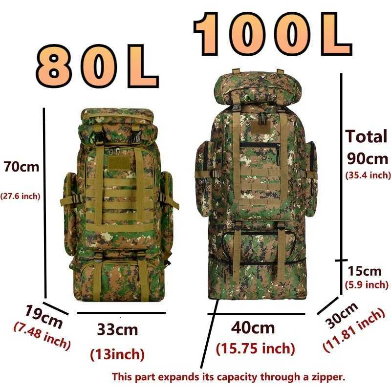 Climb Bag 80L/100L Bag Mountaineering Tactical Backpacks Large Backpack Outdoors Hiking Camping Travel Bags M260626 - view 3
