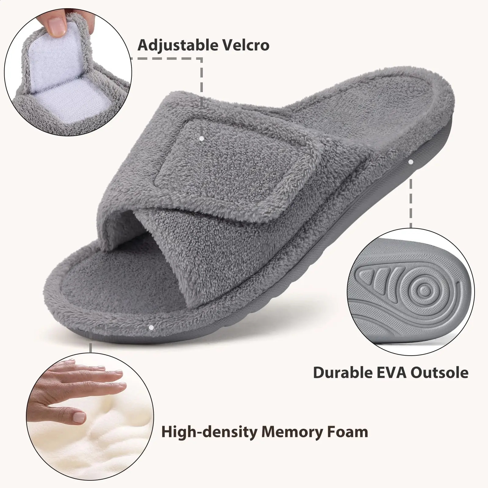Litfun Womens Orthopedic House Slippers Soft Memory Foam Bedroom Slides Comfort Indoor Fluffy Lady Slippers With Arch Support 260626 - view 5