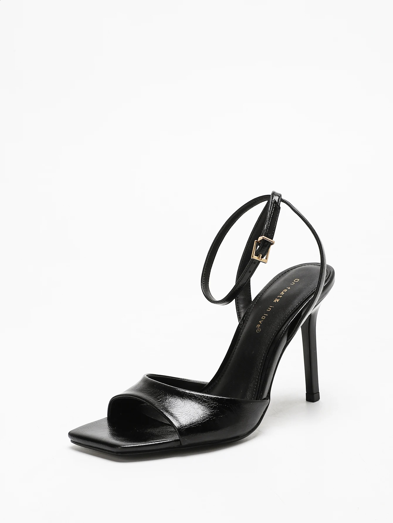 Classic Black Ankle Strap Stiletto Heels Square Toe Open HighHeels Womens Versatile Dress Shoesfor All Occasions 260626 - view 5