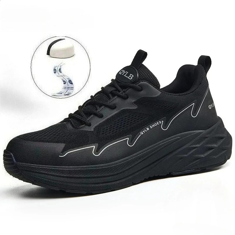 Protective work sneakers with plastic toe lightweight shoes for men industry anti puncture Work Boots nonslip safety 260624 - view 6