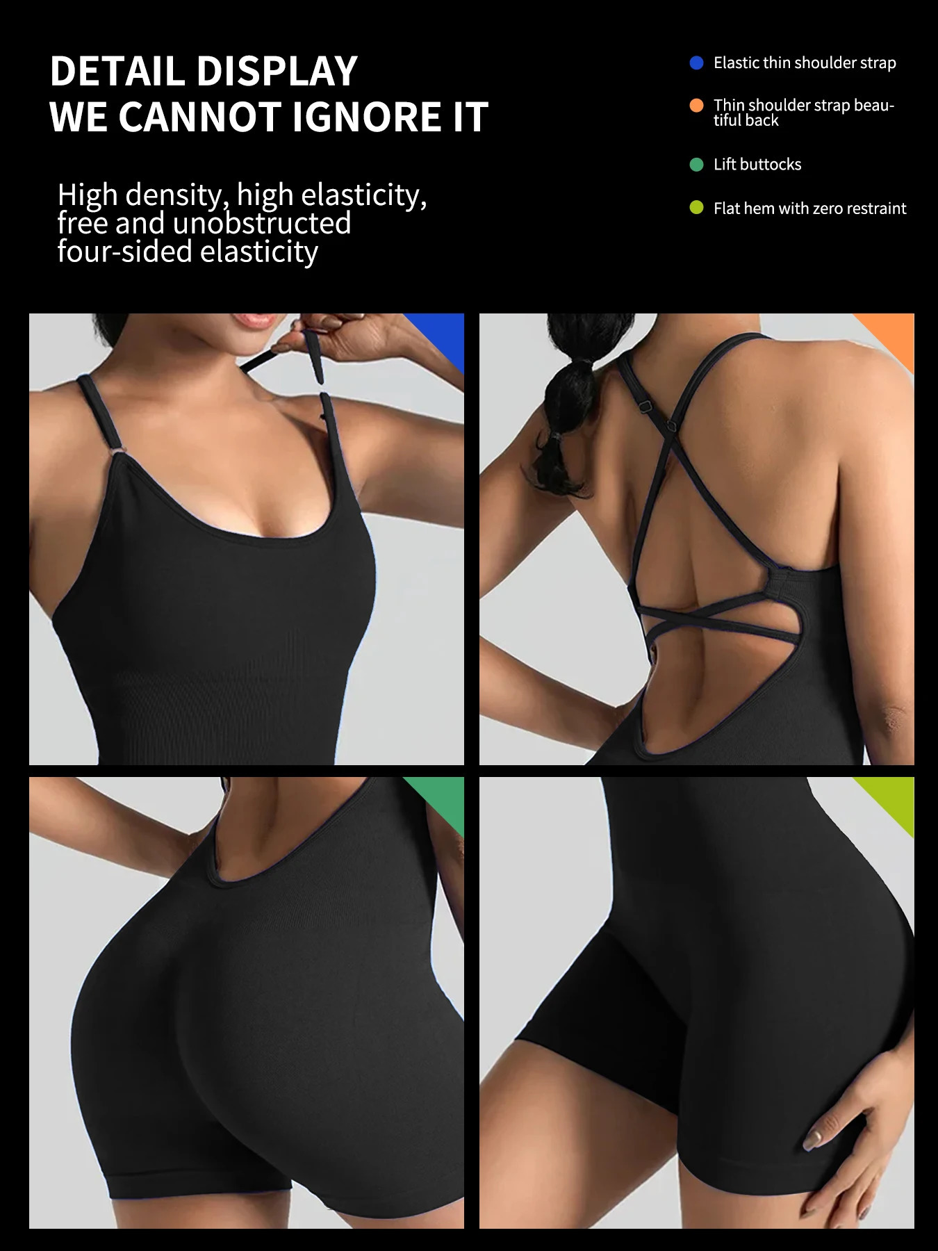 One-Piece Yoga Jumpsuit Skinny Short Sportswear Woman Gym Clothing Workout Clothes Fitness Stretch Bodysuit For Women tracksuit 260626 - view 7