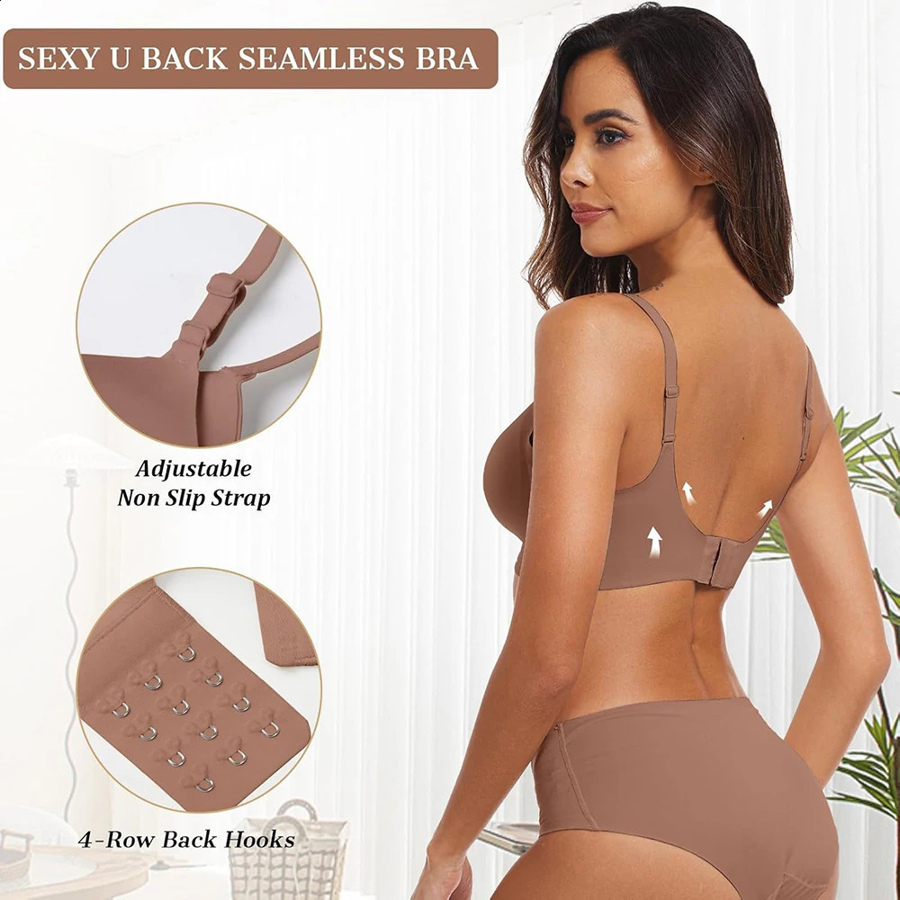 Jelly Wireless Bra Deep V Push Up Seamless TShirt Comfortable Plunge No Underwire Bras with Adjustable Straps Everyday 260626 - view 4