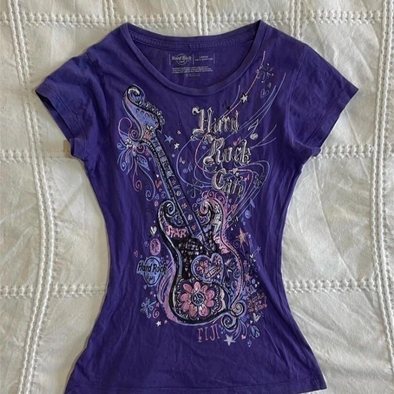 Vintage Rock Printing Slim Fit Women Clothing Summer Grunge Hip Hop Streetwear Tees Korean Harajuku T-Shirtsic 260625