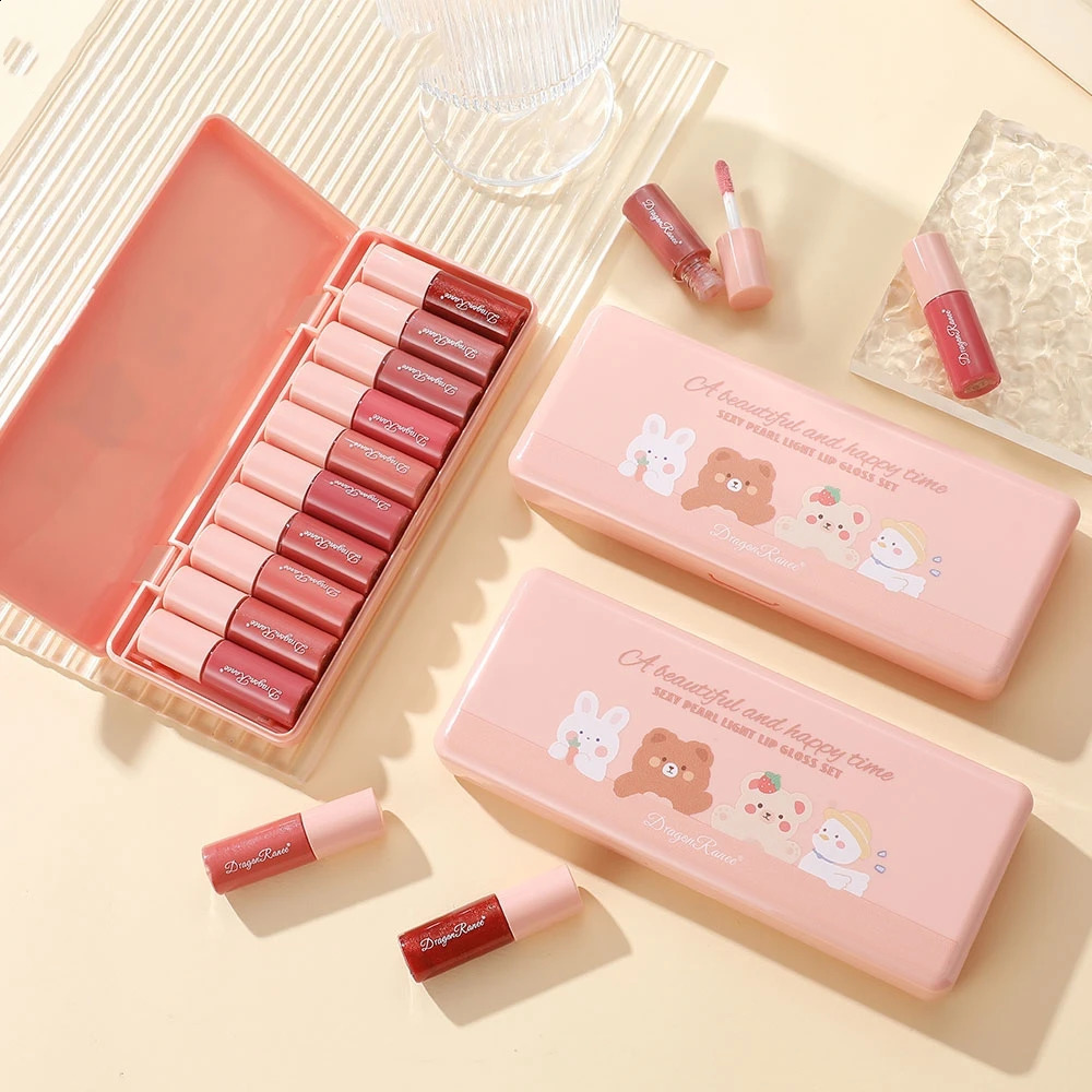 Set of 10 Shimmering Lip Glosses Easy-To-Apply Lip Glaze Non-Stick Non-Fading izing Shiny Lip Gloss Glass Lip Gloss with Fine Shimmer and Pearlescent - view 5