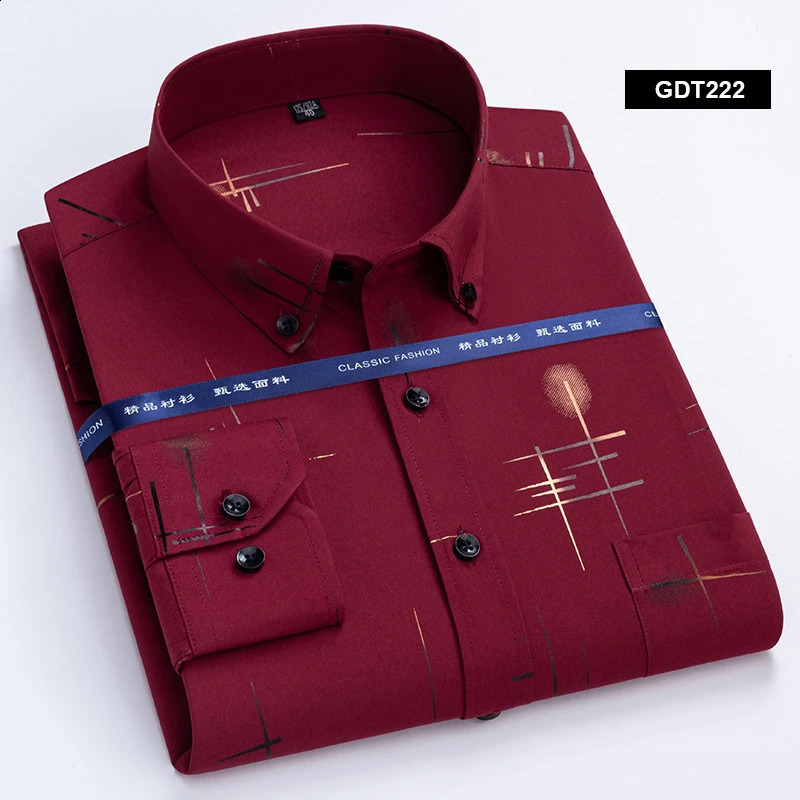 Mens Non-iron Shirts Business Casual Bronzing Long Sleeved Regular Fit Shirts Spring and Autumn Fashion Print Top Clothing 260626 - view 7