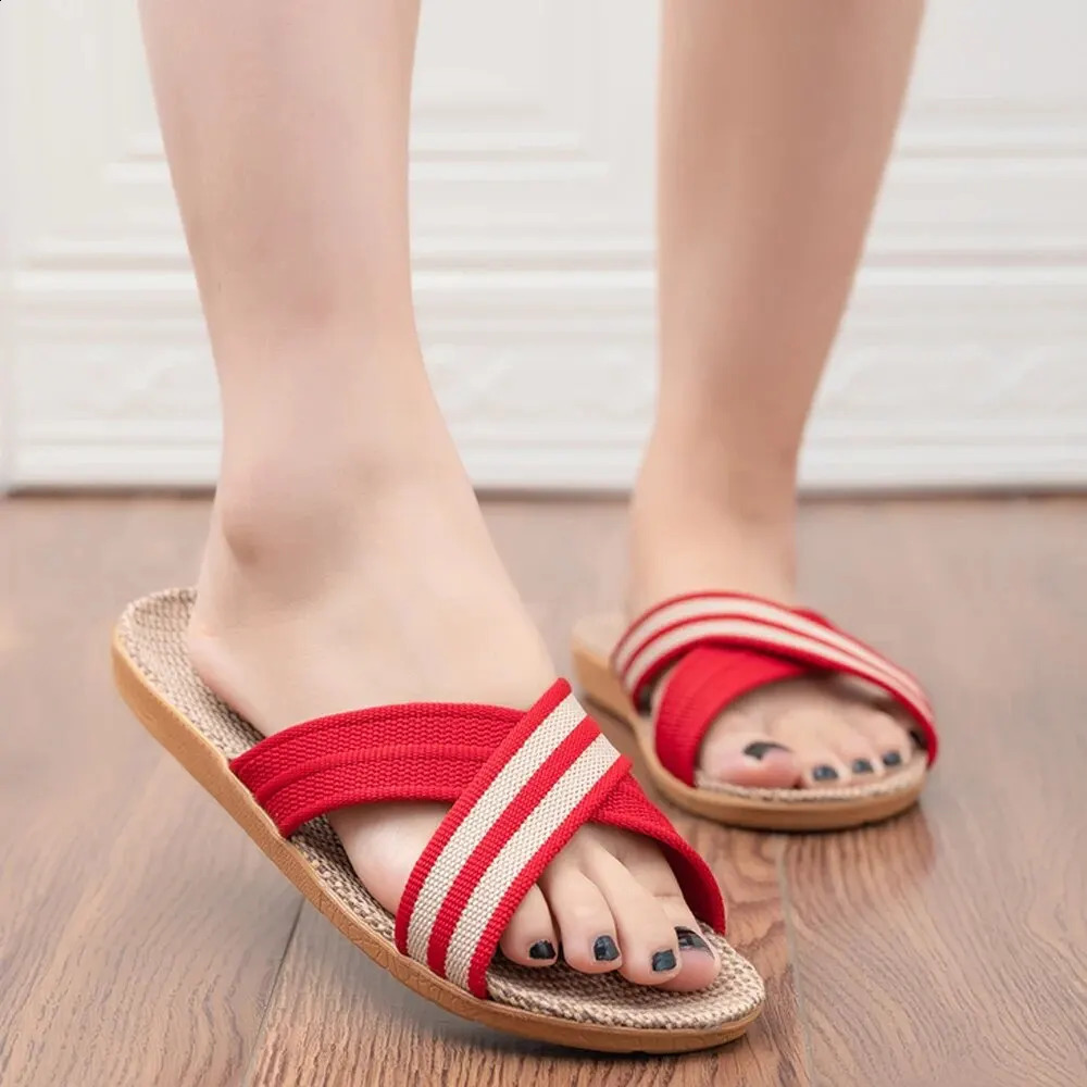 Plus Size WomenS Slippers Flat Sandals Linen Lightweight Casual Summer Slippers Women For Home 260624 - view 1