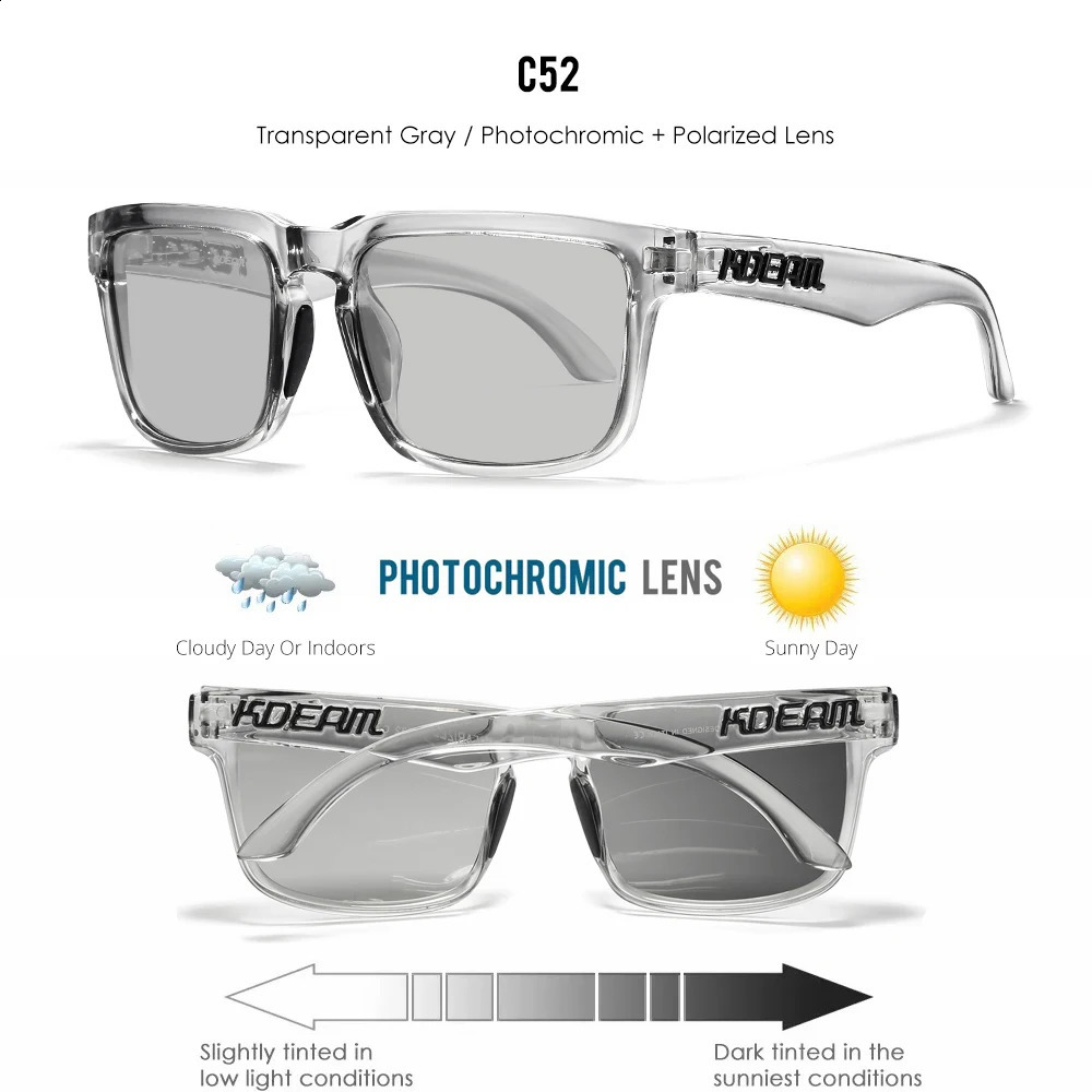 KDEAM Original n High-Quality Men Square Polarized Sunglasses Male Driving Pochromic Sun Glasses Shades260603