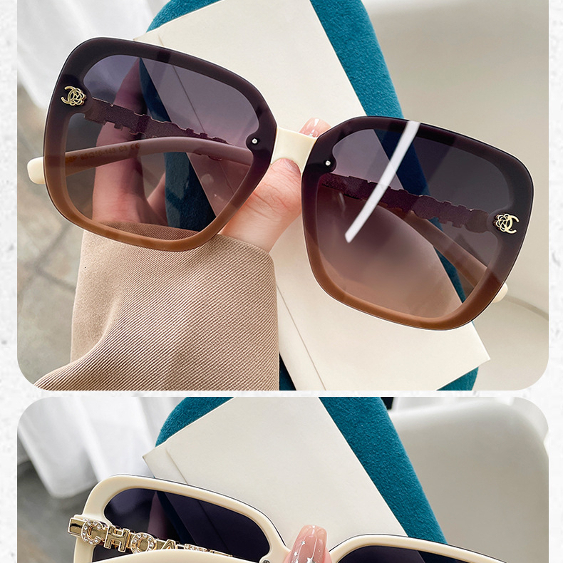 Designer's New High-end Imitation Chain Terms Niche Light Luxury Small Fragrance Retro Sunglasses Female Internet Celebrity Fashionable Sunshade  - view 6