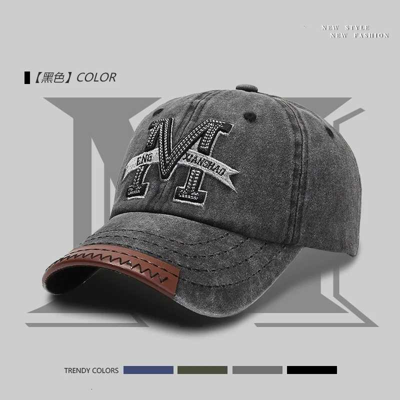 M Letter Embroidery Wash Unisex Baseball Caps Outdoor Adjustable Spring and Autumn Casual Sunscreen Hat M260626 - view 6