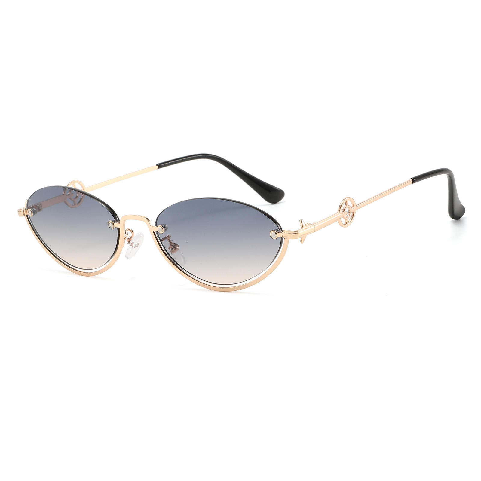 20 New Half-Frame Cut-Edge European And American Fashion Women's Street Style Internet Celebrity High-End Sun Protection Sunglasses - view 5