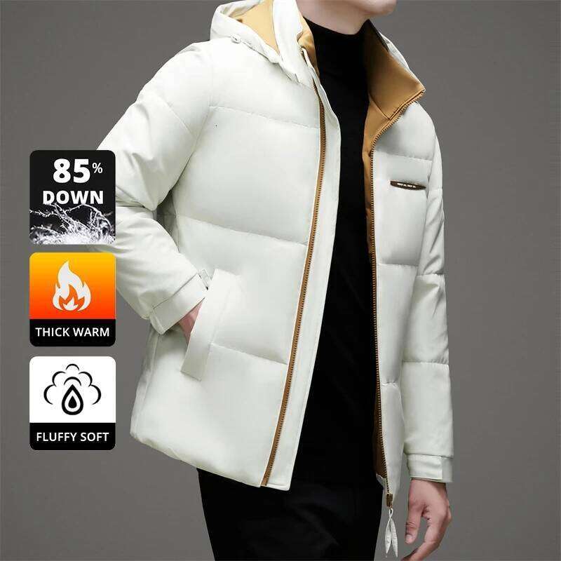 High End White Duck Casual Fashion Men Down Jacket Hooded Outerwear Winter Warm Designer Parkas Puffer Feather Coats W260626 - view 6
