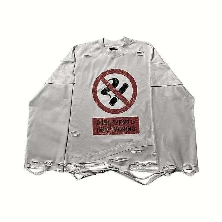Y2K Cigarette Pattern Print Streetwear Harajuku Hip Hop Ripped Long Sleeve Top Gothic Fashion Crew Neck Sweatshirt Men Women W260626 - view 6