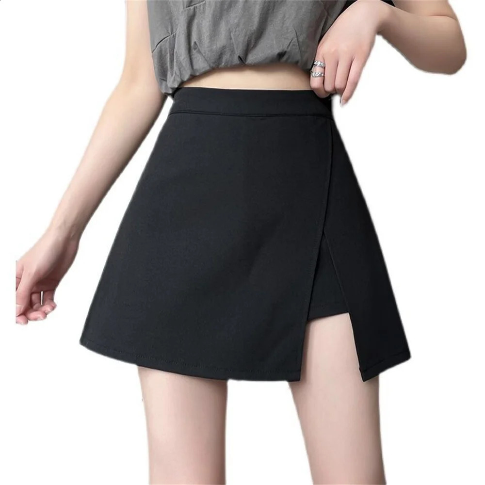 2026 Black Grey Irregular Skirt Aline Women High Waist Korean Fashion Zipper All Matched Shorts Skirts vintage for women 260626 - view 4