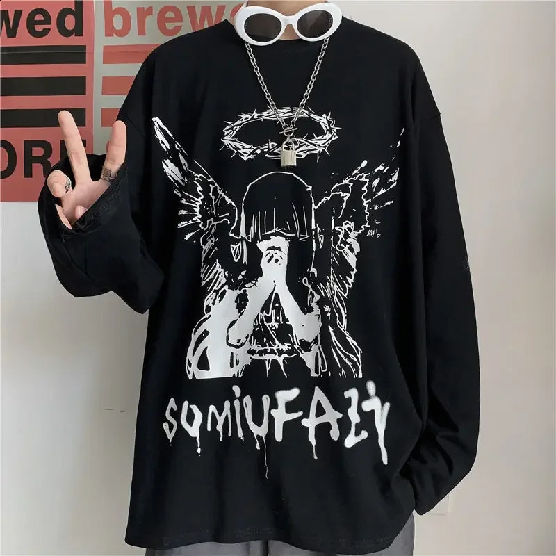 T shirt for men Autumn mens clothing Long Sleeve T-shirt O-neck oversize Tee Oversized Gothic Dark Academia Y2k Tshirt Male Top 260626 - view 3