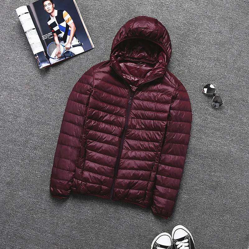 Autumn New Men's Fashion Boutique Solid Color Light and Thin Hooded Collar Jacket / Mens Casual Down Coat J260626 - view 5