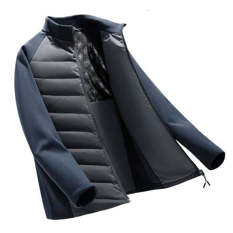 Men's Lightweight Down Jacket Long Sleeve Nylon Spandex Thermal Padded Outdoor Sports Casual Packable Liner Winter Coat J260626