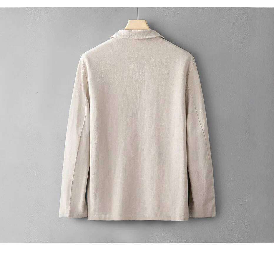 2026 Men's Simple Casual Spring and Summer Thin Jacket Fashion Loose Linen Suit 26L0626 - view 5