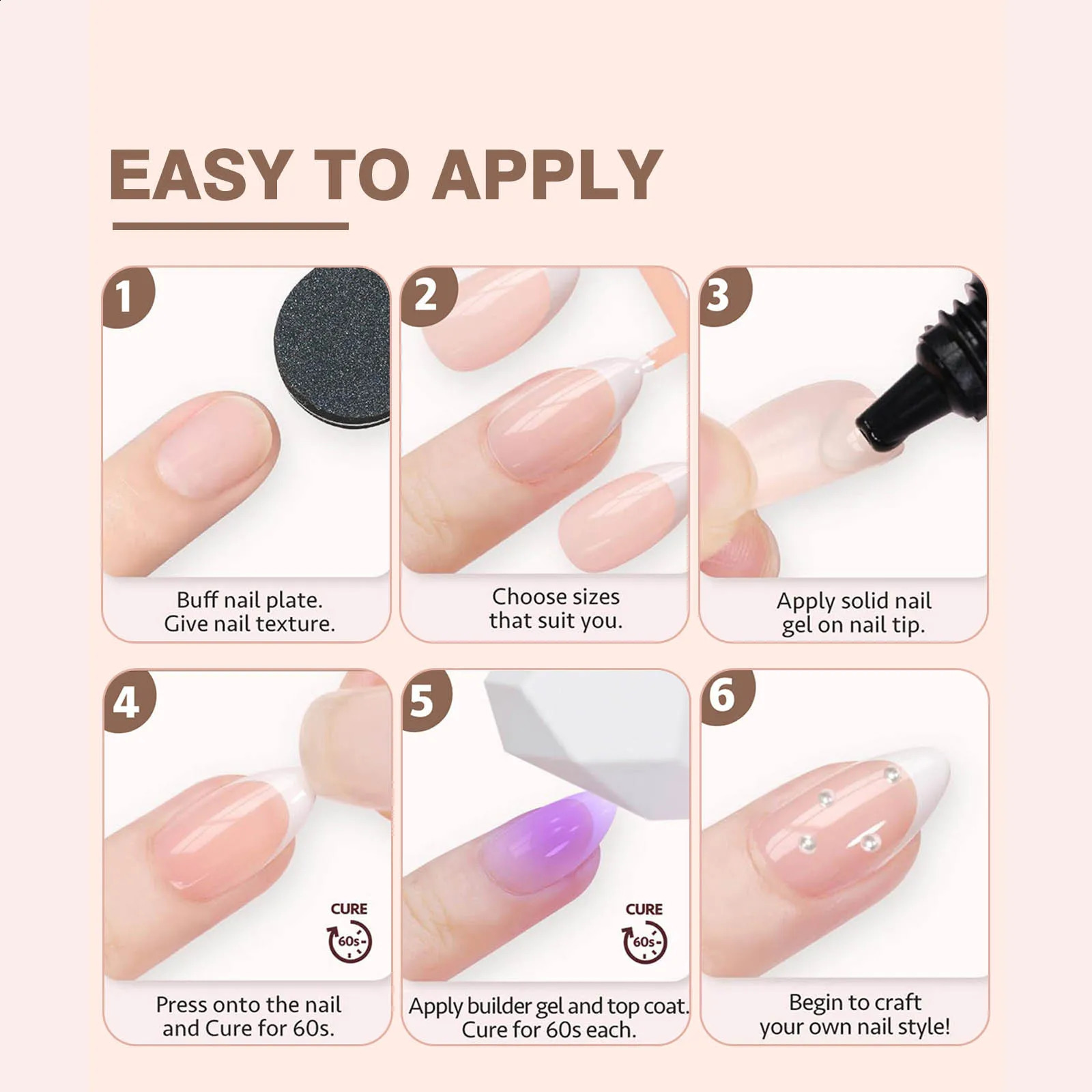 150pcs 6 Colors Fake Nail Multi-size False Nail Press On Acrylic Nails Almond French Wearing Armor Removable Convenient 260626 - view 5