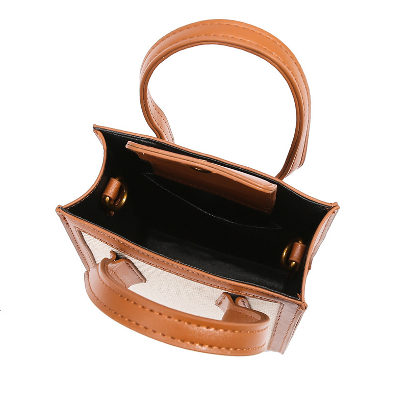 New High-End Niche Women Mini Handbag, Textured Canvas Original Color Block Versatile Shoulder Crossbody Bag - view 5