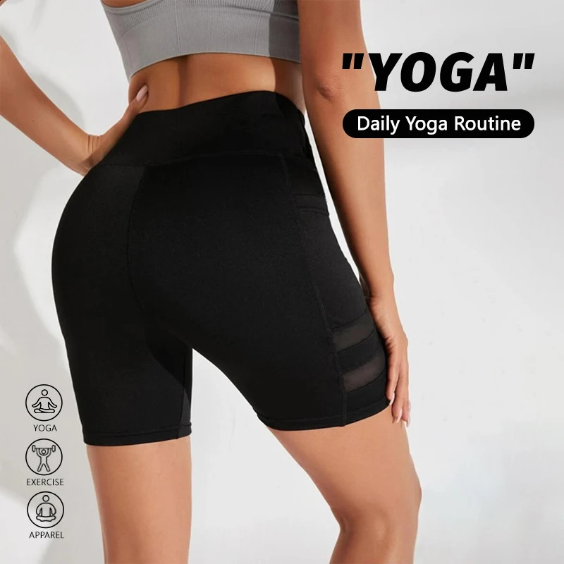 Womens Yoga Shorts High Waist breathable Leggings with Pocket Tummy Control Gym Running Compression for Sports shorts leggings 260626 - view 6