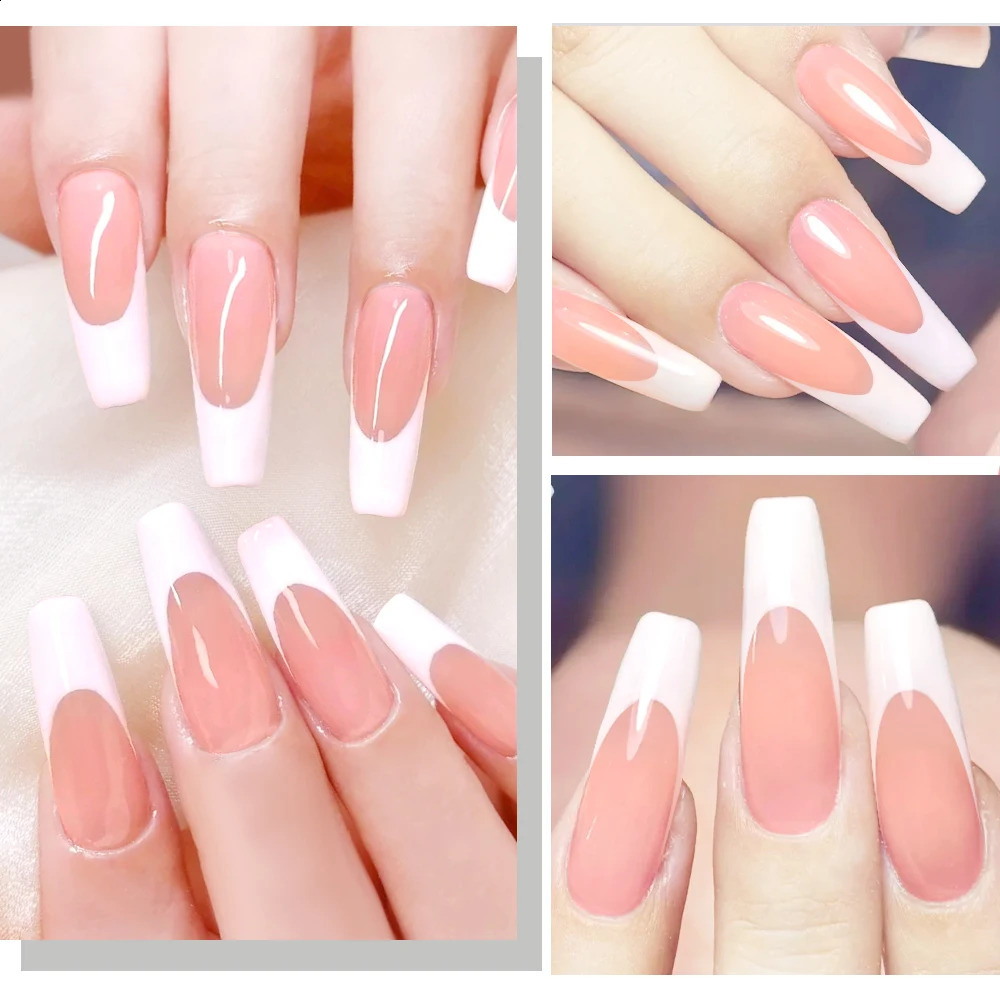 120Pcs Glossy Pink French Press On Nails 12-Sizes Long Square Fake Nails White Edge n Full Cover False French Nails Tips t 260626 - view 5
