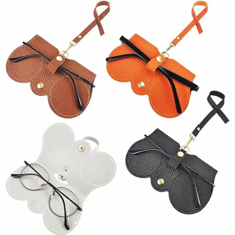 1PC/2PCS Litchi Embossed Glasses Cover Cute Hanging PU Leather Sunglasses Reading Glasses Storage Bag Travel Eyewear Holders 260625 - view 3