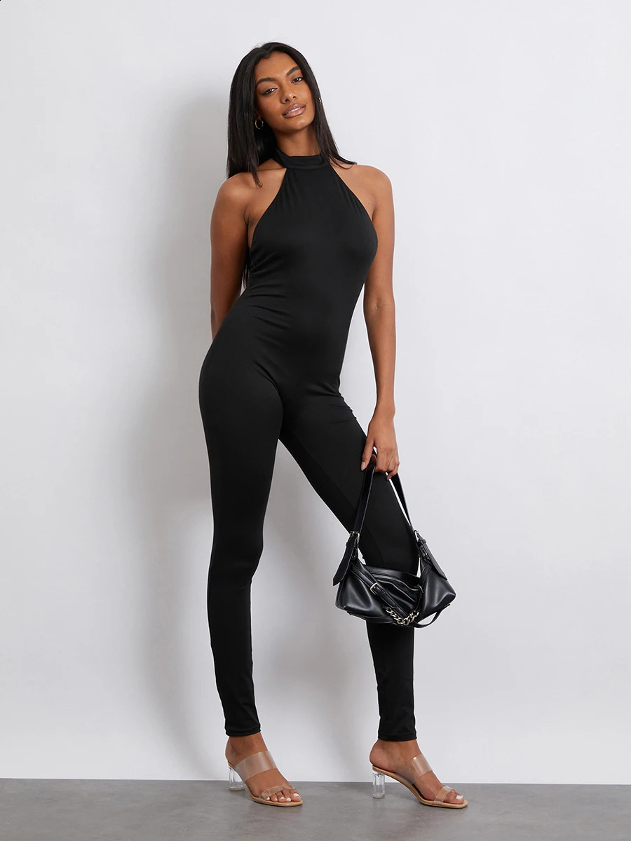 Fashion Women Jumpsuit Sleeveless Halterneck Backless Solid Slim Long Romper Party Clubwear SXL 260626 - view 4
