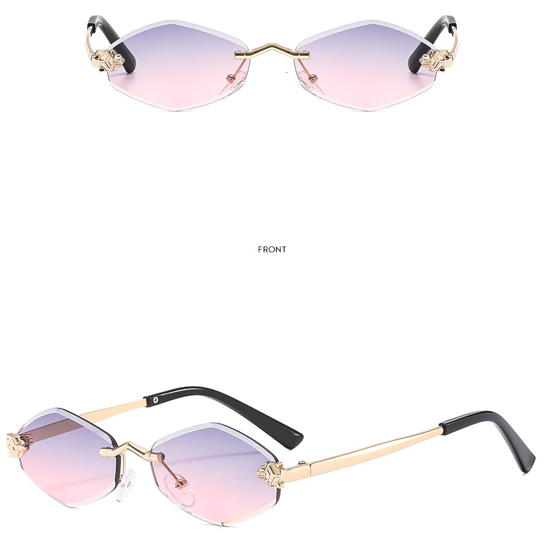 Designer's New Men's Frameless Sunglasses European And American Trendy Women's Glasses Diamond Shaped UV Resistant Personalized Luxury  - view 6
