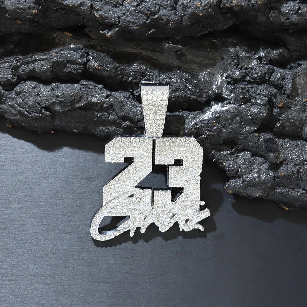 Fashionable Men Hip Hop Number 23 Pendant Necklace With 1m Cuban Chain HipHop Alloy Iced Out Bling Necklaces Charm Jewelry 260615 - view 4