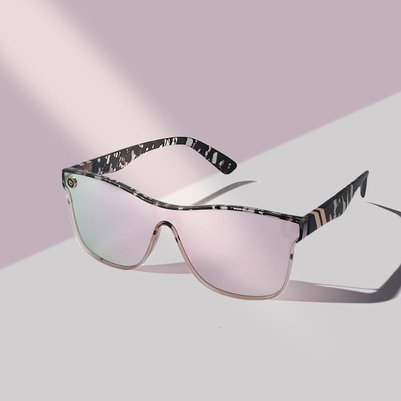 Tortoiseshell Pattern Flat-Top Barbie Pink Sunglasses, Unisex Outdoor Street Style Glasses - view 1