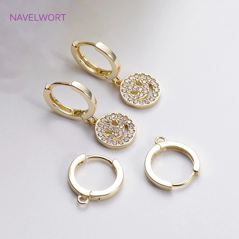 14K Gold Plated Brass Earrings Hooks Round Hoop EarringsEarring FixturesFasteners For EarringsDIY Earring Making Accessories 260623 - view 3