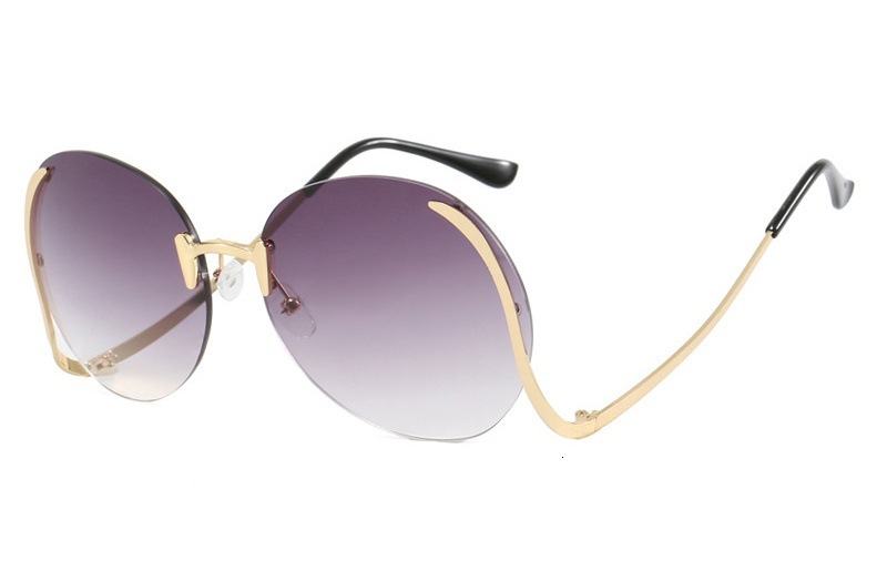 Oversized Sunglasses Large Frame Glasses Personality Trend Trendy Frameless Sunglasses New Model Ocean Lens Fashionable Metal For Women - view 9