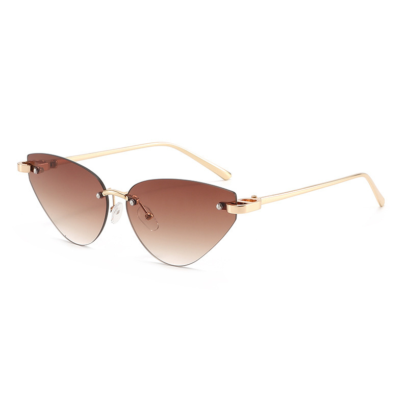 New Triangular Cat-Eye Frameless Cut-Edge European And American Fashion Sunglasses, Personalized Street Style High-End Sunglasses - view 3