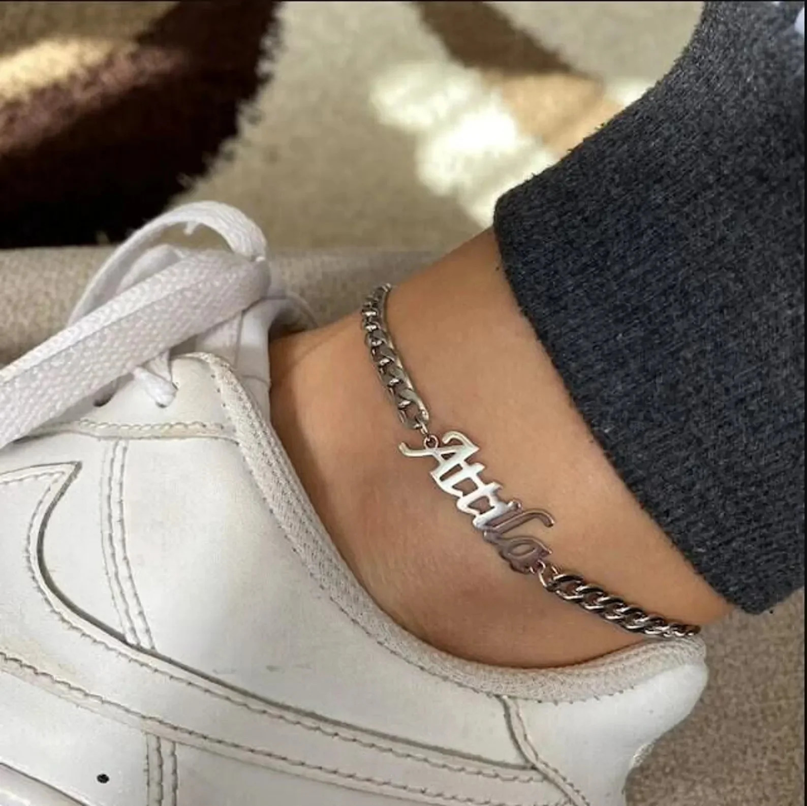 Custom Anklet Nameplate Anklet Ankle Name Anklet Cuban Chain Personalized Jewelry Bracelet Custom Made Gift Girlfriend Gift 260625 - view 4