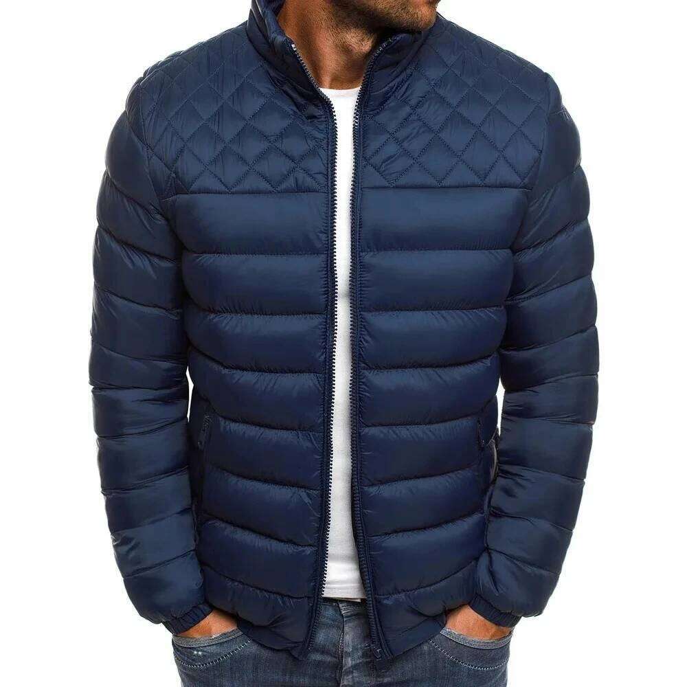 Winter Solid Color Casual Men's Thin Chain Skiing Thick Street Clothing Fashion Zipper Warm Jacket J260626 - view 5