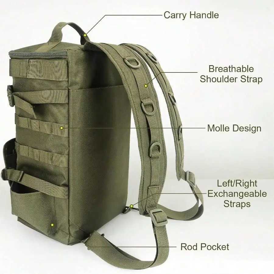 with Bag Fishing Rod Tackle Holders Large Storage Tackle Box Backpack for Carrying Fishing Gear and Equipment Gifts for Men M260626 - view 6